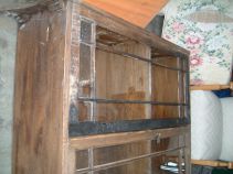 Glazed bookcase before restoration by DJ Bulpitt